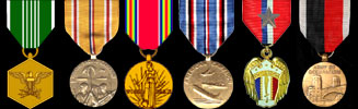Army Commendation Medal; Asiatic-Pacific Service Medal; WWII Victory Medal; Armerican Campaign Medal; Philippine Liberation Medal w/Meritorious Service Star; Army Occupation Medal