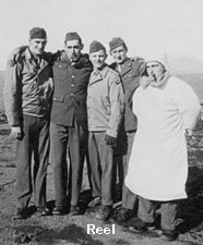 Russell Reel with Army buddies; 1945