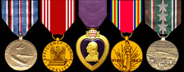 (l-r) American Theater Medal; Good Conduct Medal; Purple Heart;