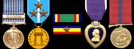 United Nationsl Service Medal/Korea; Korean Service Medal w/3 stars; Naval Unit Citation; Presidential Unit Citation w/1 star; Purple Heart; Marine Good Conduct Medal