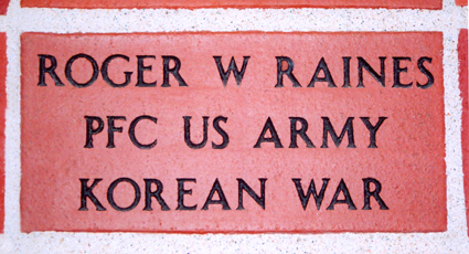 Roger Raines Memorial Brick at  Gold Star Museum